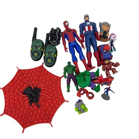 Preowned Superhero Captain America Spiderman Hulk Action Figure Plastic - Picture 1 of 5